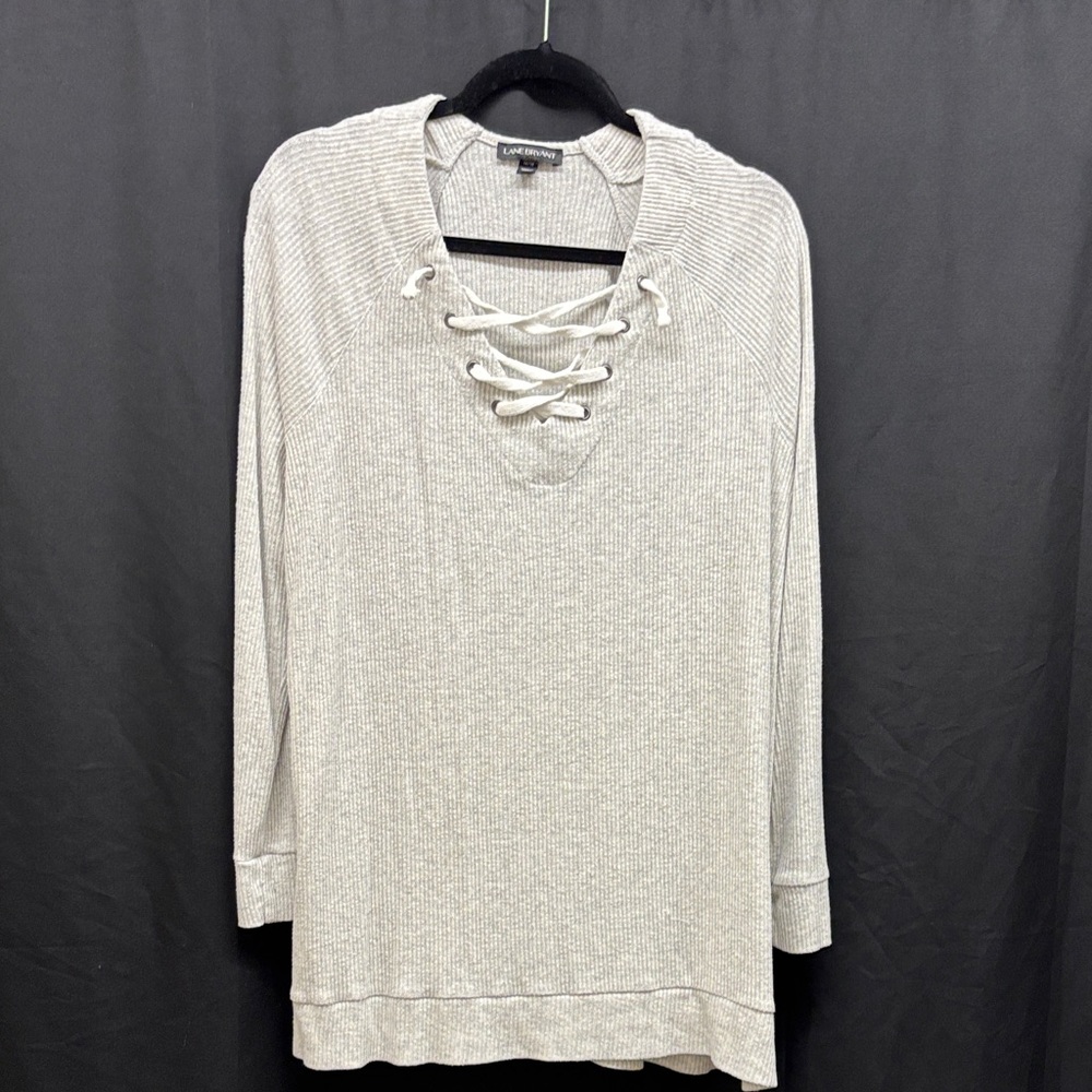 Lane Bryant Cream Lace-Up Hoodie